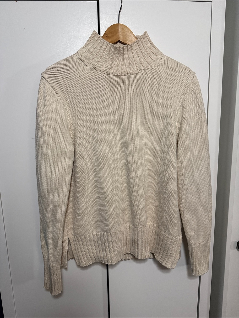 J. Crew Cream Turtleneck Ribbed Knit Sweater